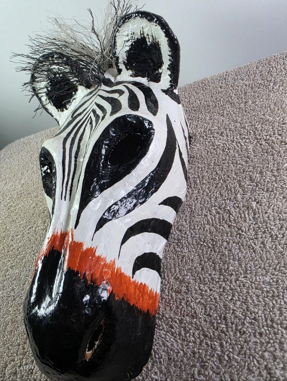 Hand-Painted Paper-mache Zebra Mask - Picture 6 of 9